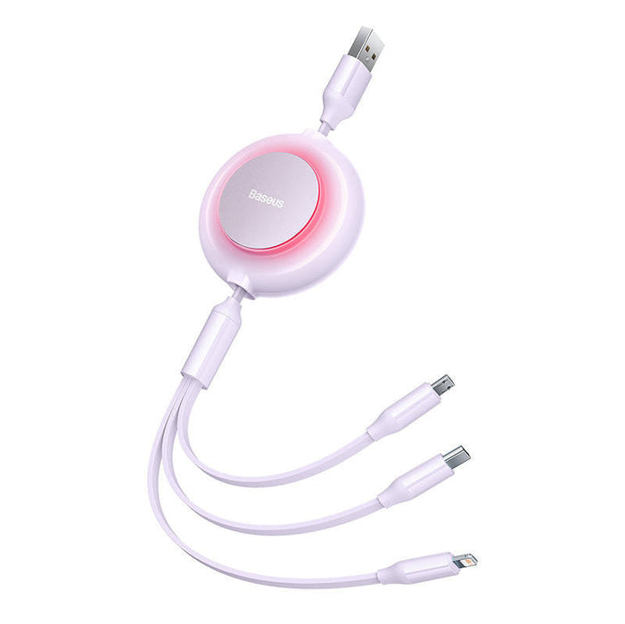 Baseus Bright Mirror 2 3-in-1 USB 3-in-1 cable for micro USB / USB-C / Lightning 3.5A 1.1m (Purple) - Combo