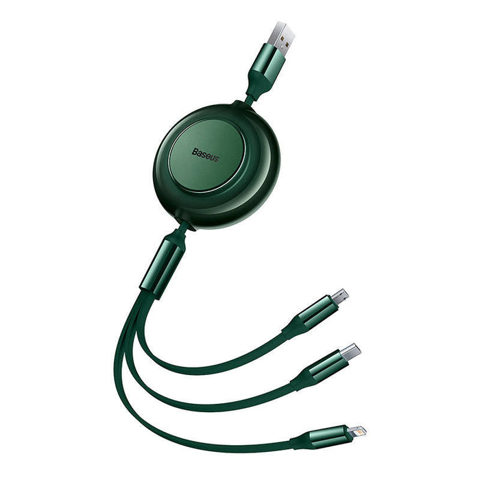 Baseus Bright Mirror 2 USB 3-in-1 cable for micro USB / USB-C / Lightning 3.5A 1.1m (Green) - Combo Cables<<<USB