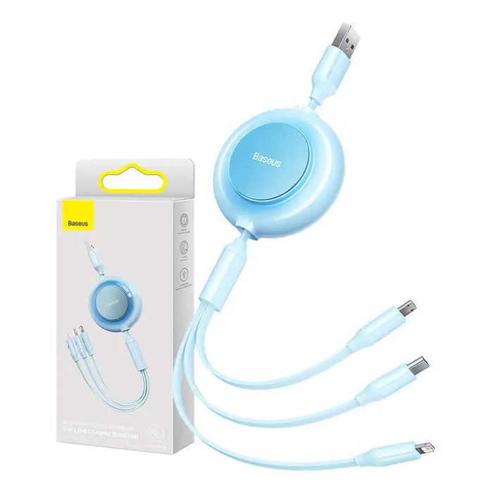 Baseus Bright Mirror 2 USB 3-in-1 cable for micro USB / USB-C / Lightning 3.5A 1.1m (Sky blue) - Combo Cables<<<USB