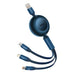Baseus Bright Mirror 3 USB 3-in-1 cable for micro USB / USB-C / Lightning 66W / 2A 1.1m (Blue) - Combo Cables<<<USB