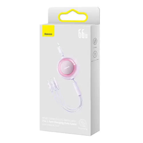 Baseus Bright Mirror 3 USB 3-in-1 cable for micro USB / USB-C / Lightning 66W / 2A 1.1m (Purple) - Combo Cables<<<USB