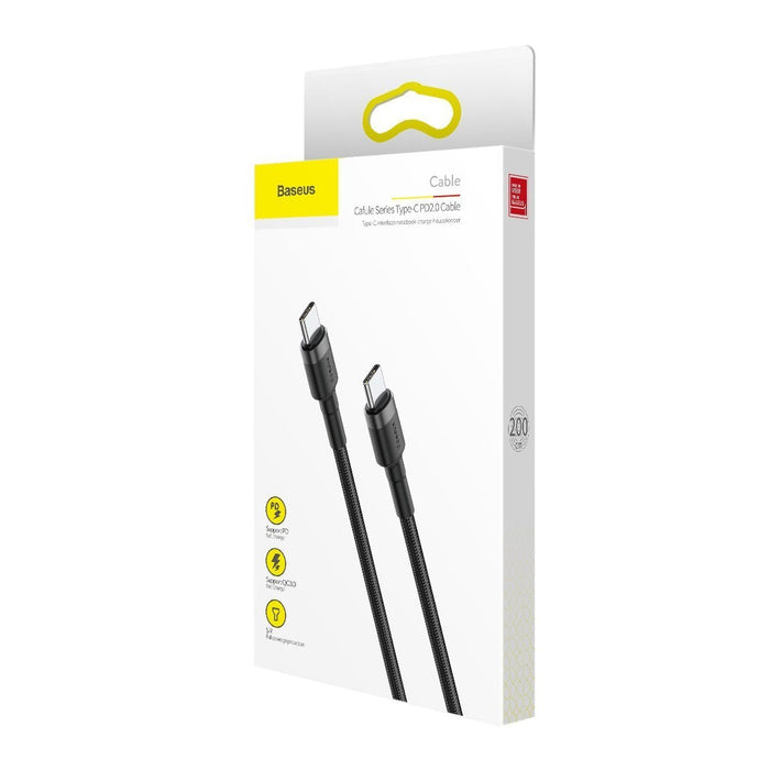 Baseus Cafule PD2.0 60W flash charging USB For Type-C cable (20V 3A) 2m Gray + Black - USB-C to USB-C<<<USB
