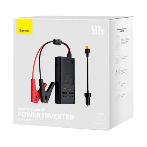 Baseus Car Power Inverter 150W 12V / 500W 220V (C + U + Dual EU plug) Black (CGNB000101) - Wireless Headphones