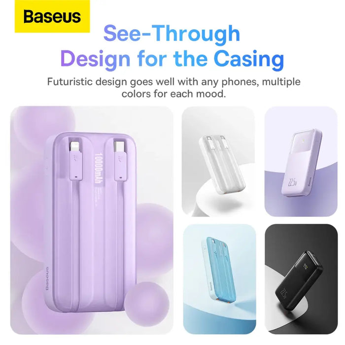 Baseus Comet Series powerbank with display 10000mAh 22.5W - blue + USB-A - USB-C cable 0.3m - white