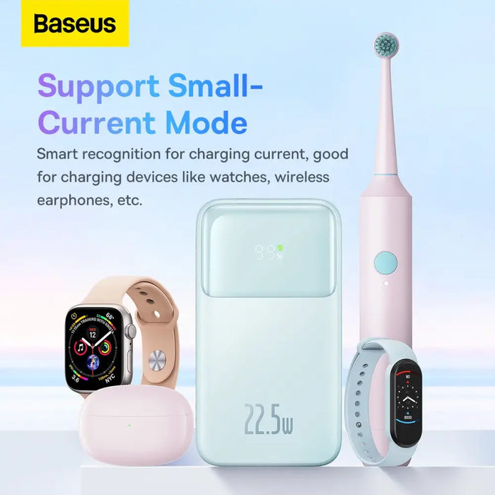 Baseus Comet Series powerbank with display 10000mAh 22.5W - blue + USB-A - USB-C cable 0.3m - white