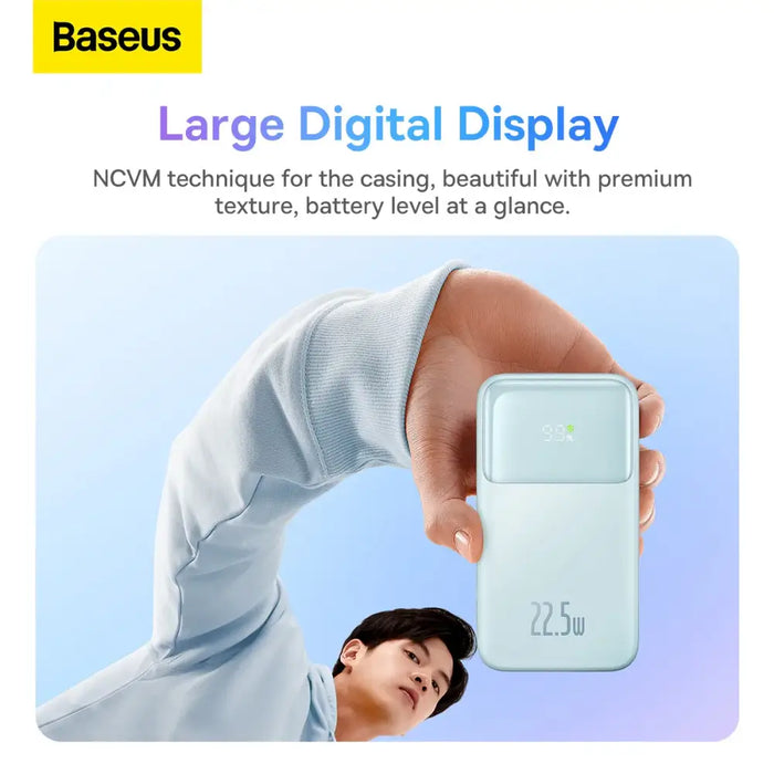 Baseus Comet Series powerbank with display 10000mAh 22.5W - blue + USB-A - USB-C cable 0.3m - white