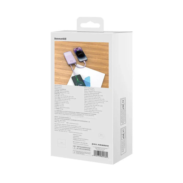 Baseus Comet Series powerbank with display 10000mAh 22.5W - purple + USB-A / USB-C cable - Powerbanks<<<HurtelXML