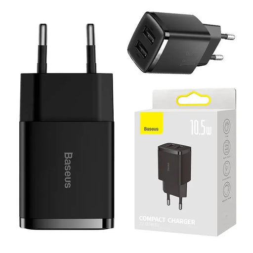 Baseus Compact Quick Charger 2x USB 10.5W (black) - mains chargers<<<Chargers<<<GSM Accessories<<<InnproXML&&&Cell