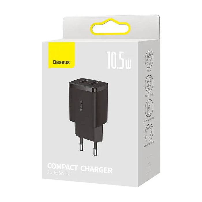 Baseus Compact Quick Charger 2x USB 10.5W (black) - mains chargers<<<Chargers<<<GSM Accessories<<<InnproXML&&&Cell