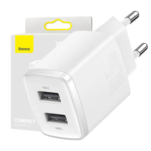 Baseus Compact Quick Charger 2x USB 10.5W (white) - mains chargers<<<Chargers<<<GSM Accessories<<<InnproXML&&&Cell