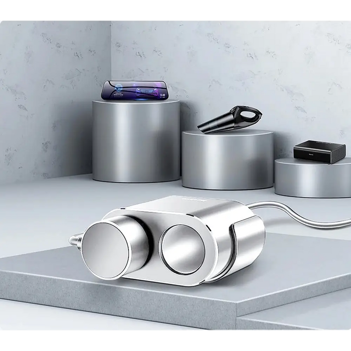 Baseus CRDYQ-0S splitter 2x cigarette lighter socket 80W 2x USB-A 3.1A - silver - Cell phone USB