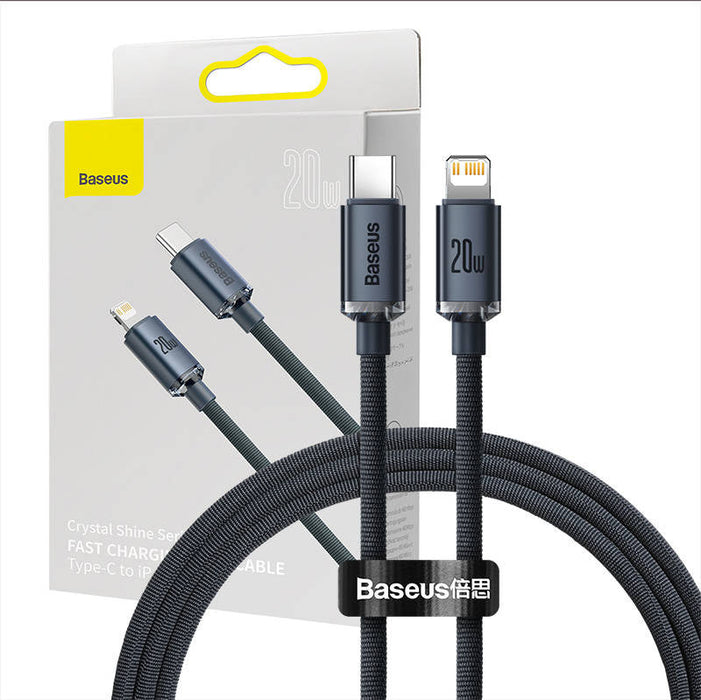 Baseus Crystal cable USB-C to Lightning 20W PD 1.2m (black) - USB-C to Lightning<<<USB cables<<<GSM