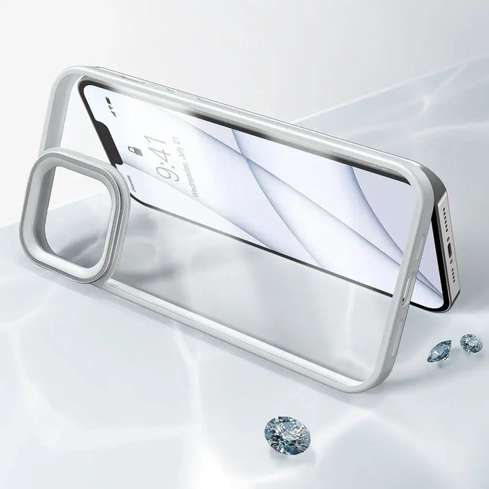 Baseus Crystal Phone Case Armor Case for iPhone 13 Pro with Gel Frame gray (ARJT000413) - Cell phone cases