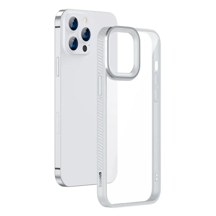 Baseus Crystal Phone Case Armor Case for iPhone 13 Pro with Gel Frame gray (ARJT000413) - Cell phone cases