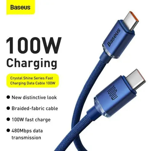 Baseus Crystal Shine cable USB-C to USB-C 100W 1.2m (blue) - Type-C cable<<<Accessories<<<Основна<<<DunaXML&&&USB-C