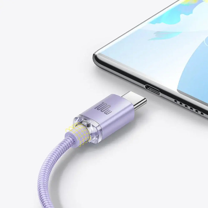 Baseus Crystal Shine cable USB to USB-C 100W 2m (purple) - USB to USB-C<<<USB cables<<<GSM