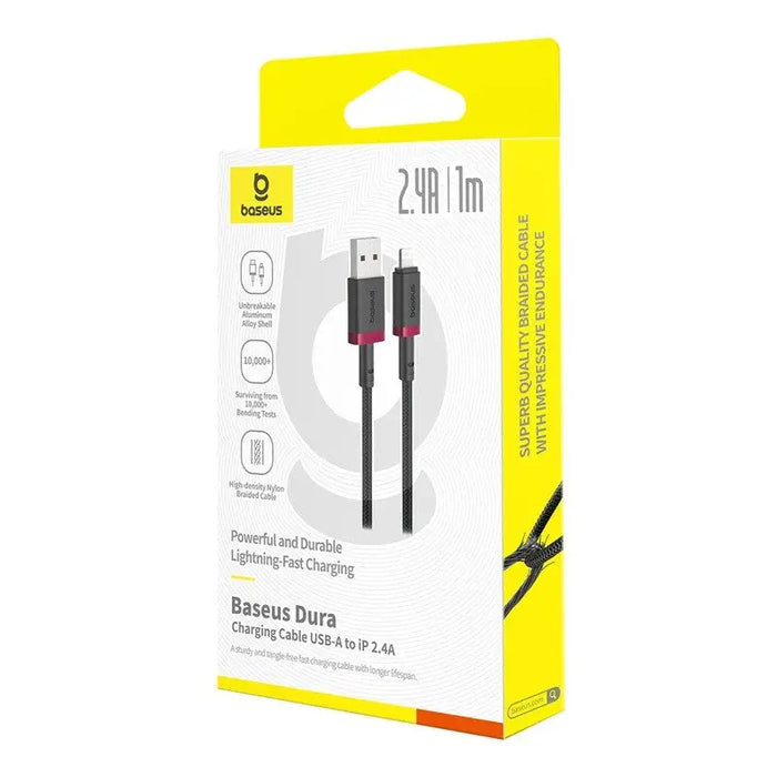 Baseus Dura Type A to IP 2.4A fast charging cable Black Red - USB cablesAKG-KAB<<<GSM accessoriesAKG<<<ActionPL