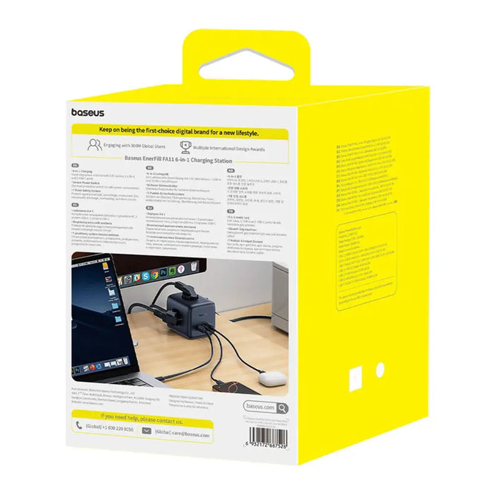 Baseus EnerFill FA11 67W Power Strip USB-A + USB-C Cube + 3 x EU Socket 1.5m - Black - Cell phone USB