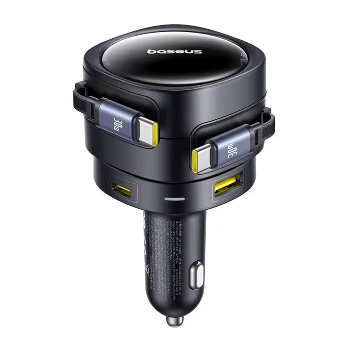 Baseus Enjoyment Max car charger with USB-C + USB-C cables and USB-A + USB-C ports 90W Black - Car