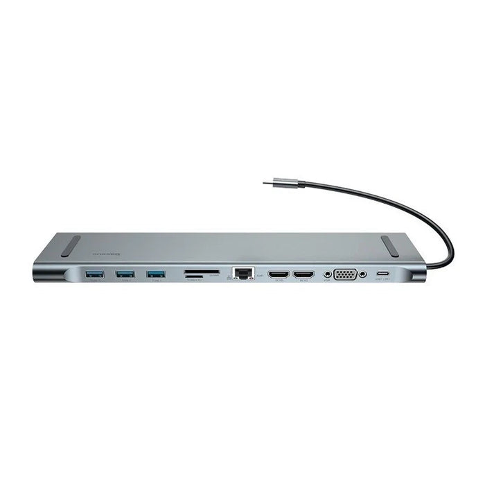 Baseus Enjoyment Series Multi-functional Type-C intelligent HD HUB（PD/HD4K*2/VGA/RJ45/SD/TF/USB*3/Audio*1/Stand)Dark