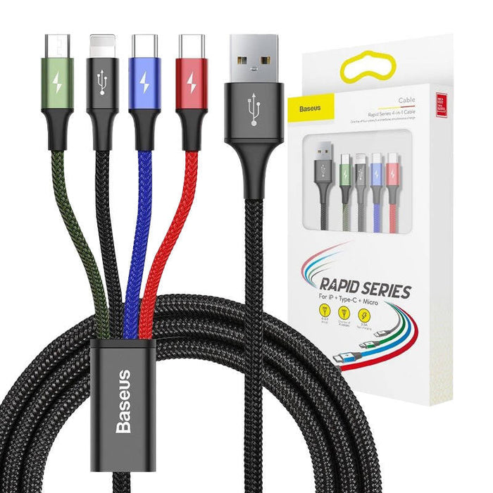Baseus Fast USB Cable 4in1 2xUSB-C / Lightning / Micro 3,5A 1,2m - Black - Combo Cables<<<USB cables<<<GSM