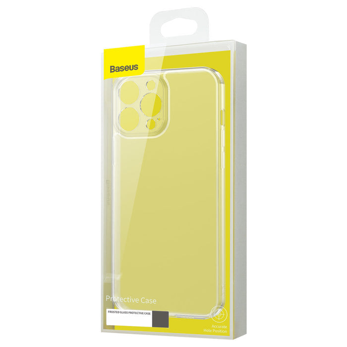 Baseus Frosted Glass Case Cover for iPhone 13 Pro Max Hard Cover with Gel Frame Transparent (ARWS000802) - Cell phone