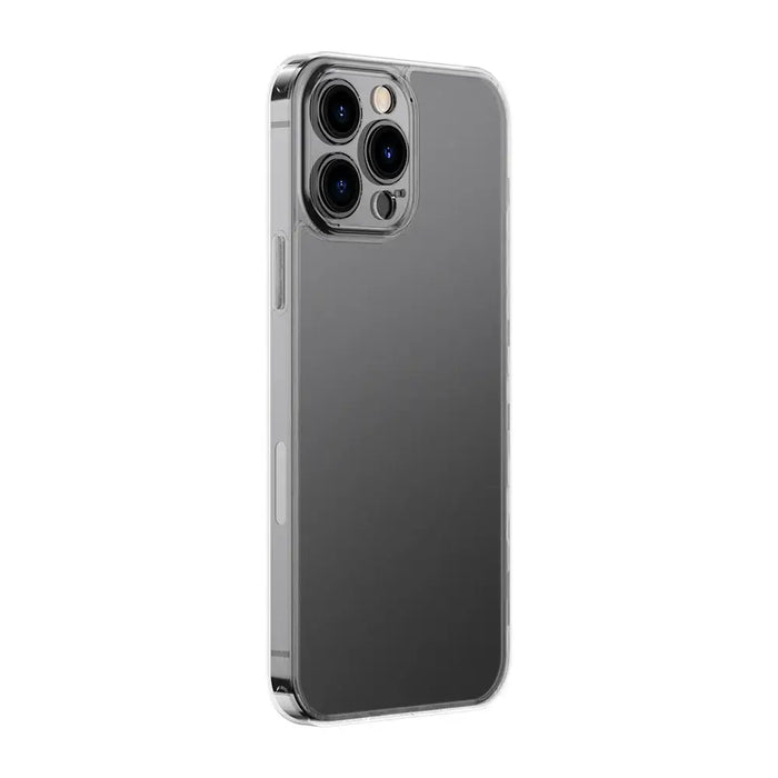 Baseus Frosted Glass Case Cover for iPhone 13 Pro Max Hard Cover with Gel Frame Transparent (ARWS000202) - Cell phone