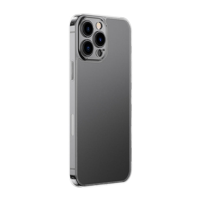 Baseus Frosted Glass Case Cover for iPhone 13 Pro Max Hard Cover with Gel Frame Transparent (ARWS000802) - Cell phone