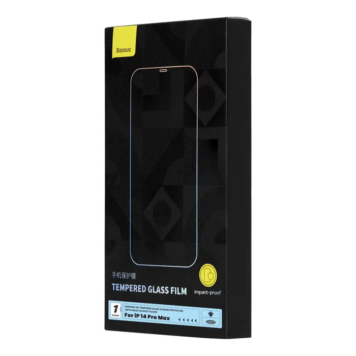 Baseus Full Screen Tempered Glass for iPhone 14 Pro Max with Speaker Cover 0.4mm + Mounting Kit - Cell phone tempered