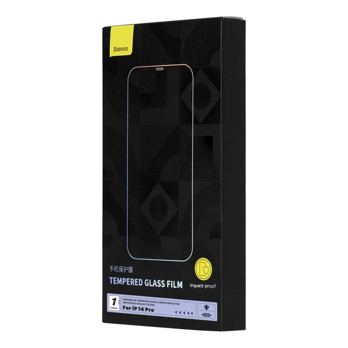 Baseus Full Screen Tempered Glass for iPhone 14 Pro with Speaker Cover 0.4mm + Mounting Kit - Cell phone tempered