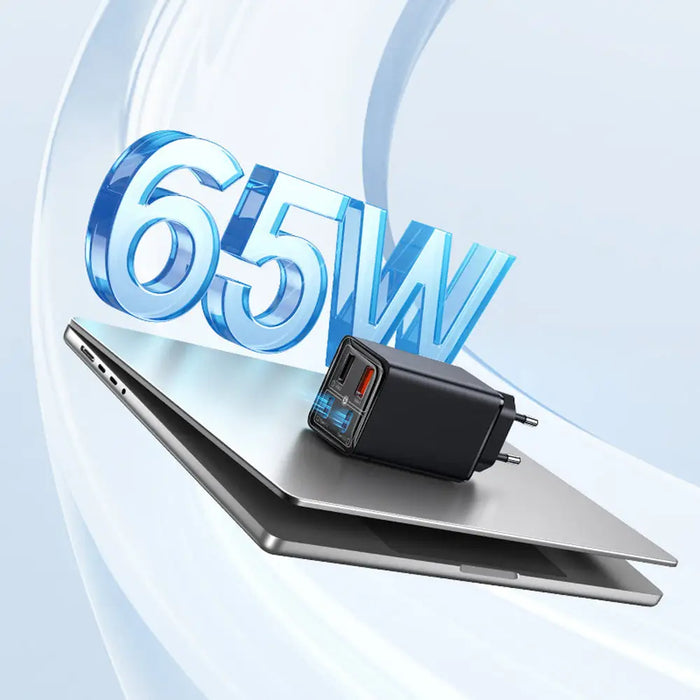 Baseus GaN6 Pro Charger 65W 2 x USB-C 2 x USB-A with Black USB-C Cable 100W 1m - Black - Cell phone USB