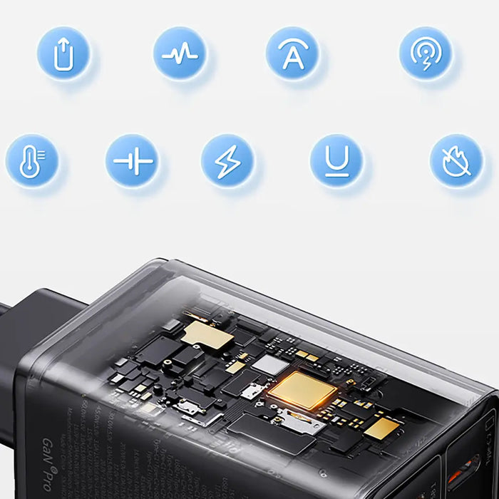 Baseus GaN6 Pro Charger 65W 2 x USB-C 2 x USB-A with Black USB-C Cable 100W 1m - Black - Cell phone USB