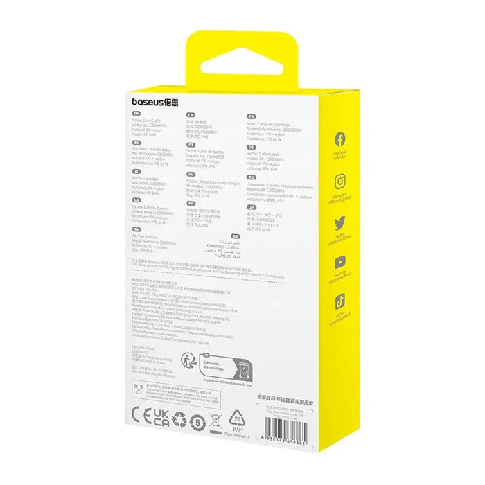 Baseus Gem USB-C to iP fast charging cable 1 m 20 W Purple - USB cablesAKG-KAB<<<GSM accessoriesAKG<<<ActionPL