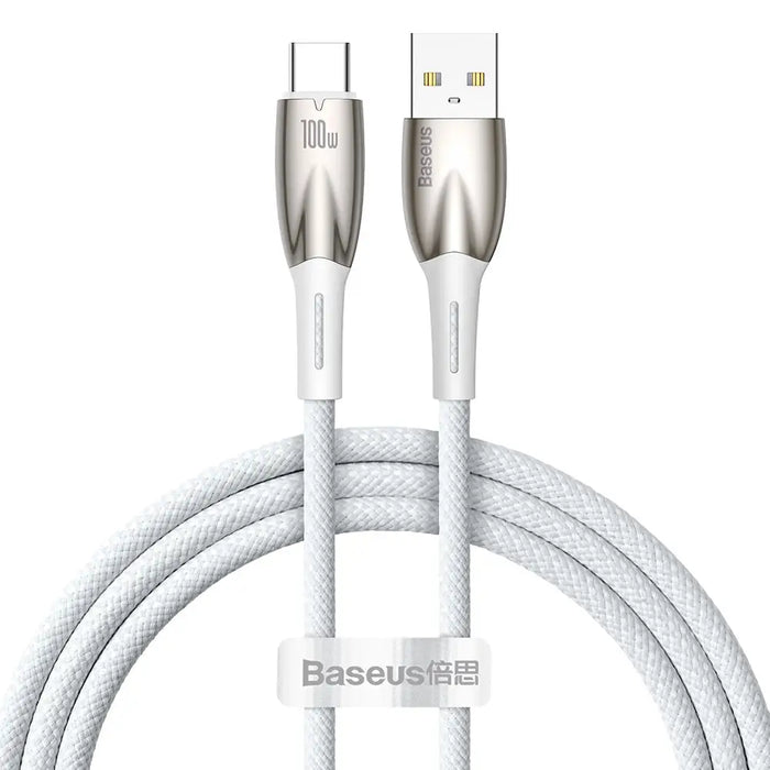 Baseus Glimmer Series fast charging cable USB-A - USB-C 100W 480Mbps 1m white - Cell phone cables<<<HurtelXML