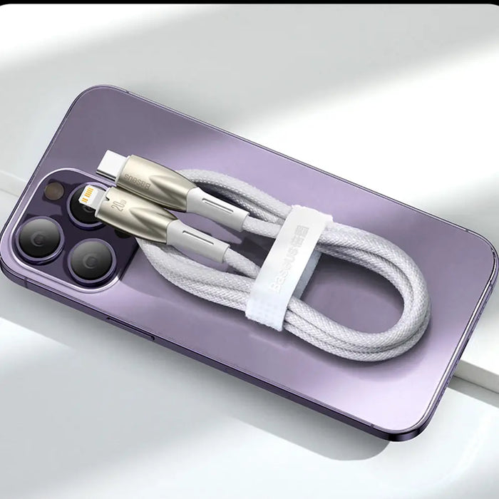 Baseus Glimmer Series fast charging cable USB-A - USB-C 100W 480Mbps 1m white - Cell phone cables<<<HurtelXML