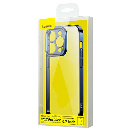 Baseus Glitter Transparent Case and Tempered Glass set for iPhone 14 Pro Max (blue) - For smartphones<<<Tempered glass