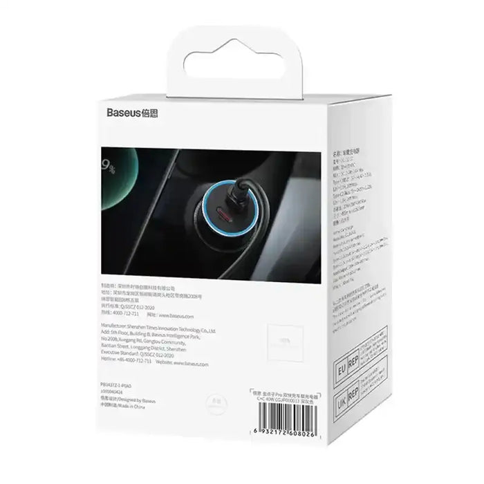 Baseus Golden Contactor Pro car charger 2x USB-C 40W (Dark Gray) - Car chargers<<<Chargers<<<GSM