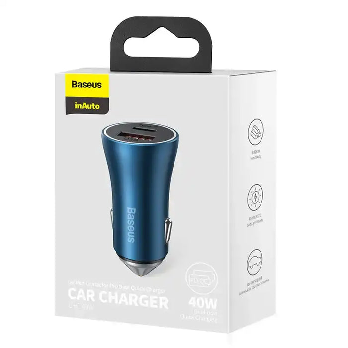Baseus Golden Contactor Pro car charger USB + USB-C QC4.0+ PD SCP 40W (blue) - Car charger<<<Основна<<<DunaXML&&&Car