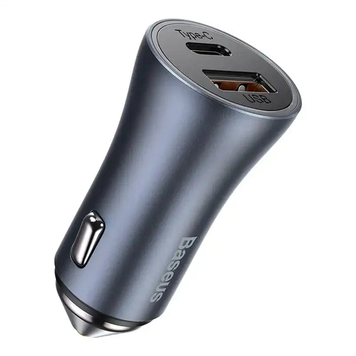 Baseus Golden Contactor Pro Car Charger USB + USB-C QC4.0+ PD SCP 40W (gray) + CabelUSB do USB-C 1m (black) - Car