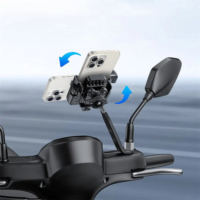 Baseus GoTrip Motorcycle Phone Holder for Mirror with Shock Absorption - Black - *Kategoria