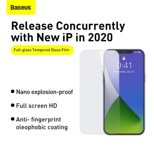 Baseus iPhone 12 Pro Max 0.3 mm Full-glass Tempered Glass (2pcs) White (SGAPIPH67N-LS02) - iPhone 12 Pro