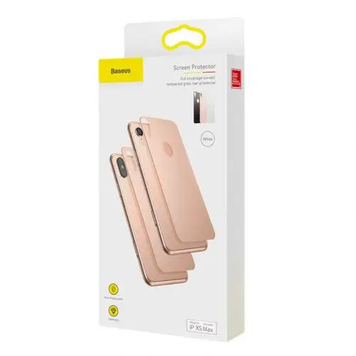 Baseus iPhone Xs Max 0.3 mm Full coverage curved T-Glass rear Protector White (SGAPIPH65-BM02) - iPhone Xs Max