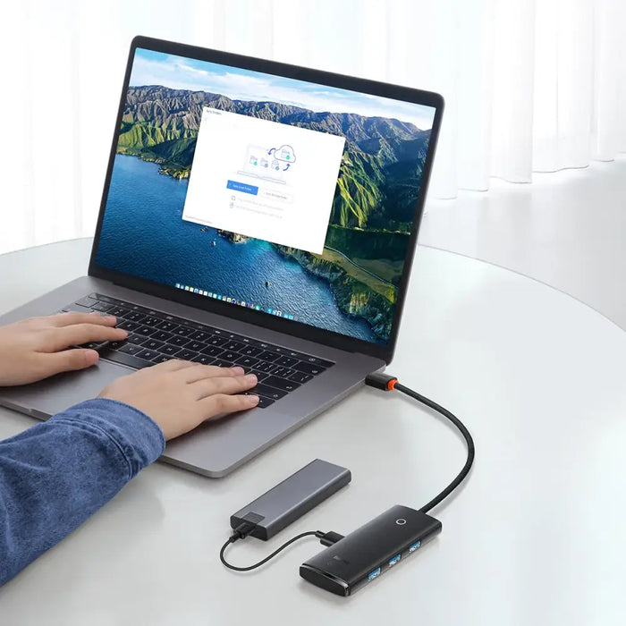 Baseus Lite Series Hub 4in1 USB-C to 4x USB 3.0 + USB-C 25cm (Black)