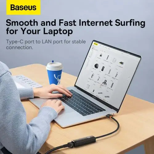 Baseus Lite Series USB-C to RJ45 network adapter 100Mbps (black) - HUB<<<Accessories<<<Основна<<<DunaXML&&&Adapters