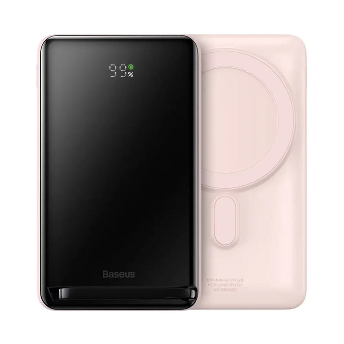 Baseus Magnetic Bracket power bank with wireless charging MagSafe 10000mAh 20W Overseas Edition pink (PPCX000204) + USB