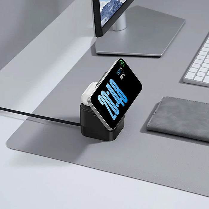 Baseus MagPro 3in1 25W MagSafe Compatible Inductive Charger for Phone and Smartwatch - Black - Cell phone USB