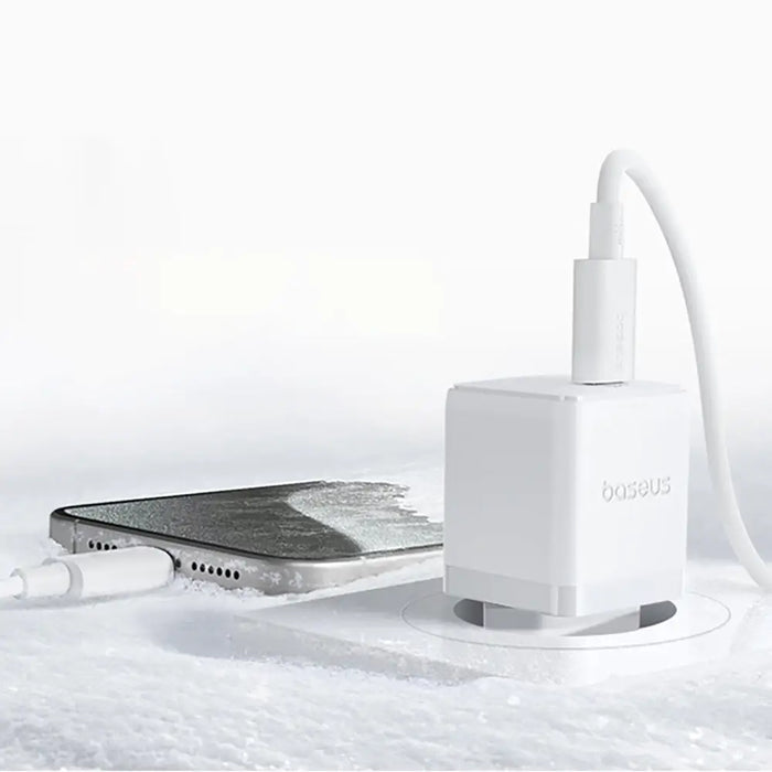 Baseus Palm 1C 20W Wall Charger (with Baseus Mini White USB-C 60W (20V/3A) 1m Cable) - White - Cell phone USB