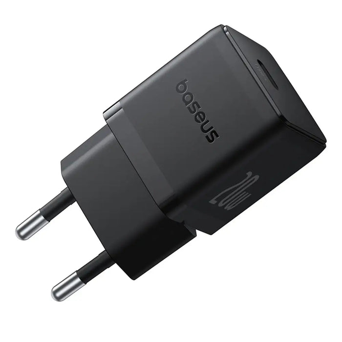 Baseus Palm 1C 20W Wall Charger (with Baseus Mini White USB-C 60W (20V/3A) 1m Cable) - Black - Cell phone USB