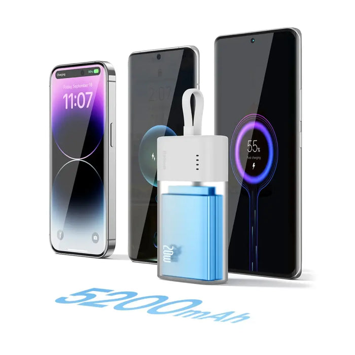 Baseus Popsicle 5200mAh 20W Powerbank with Built-in Lightning Cable (+ White Baseus Simple USB-C - USB-C