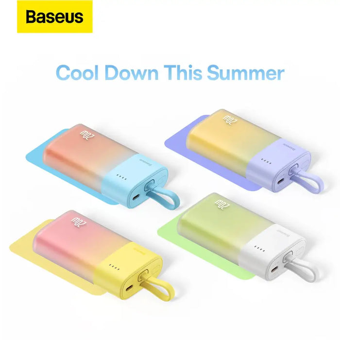 Baseus Popsicle 5200mAh 20W Powerbank with Built-in Lightning Cable (+ White Baseus Simple USB-C - USB-C